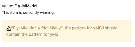 Date pattern warning